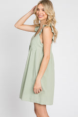 Light Olive Flutter Sleeve Mini Dress