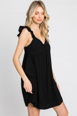 Black Flutter Sleeve Mini Dress