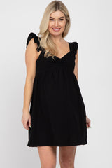 Black Flutter Sleeve Maternity Mini Dress