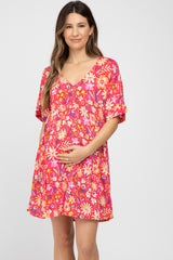 Red Multi Floral Maternity Mini Dress