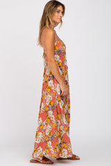 Rust Floral Button Down Maxi Dress