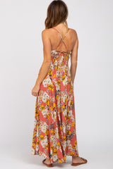 Rust Floral Button Down Maxi Dress