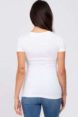 White V-Neck Short Sleeve Top