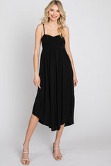 Black Maternity Smocked Midi Dress