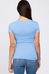 Light Blue V-Neck Short Sleeve Top