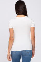 Ivory V-Neck Short Sleeve Top