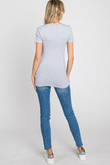 Heather Grey V-Neck Short Sleeve Top