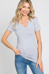 Heather Grey V-Neck Short Sleeve Top