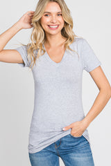 Heather Grey V-Neck Short Sleeve Maternity Top