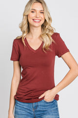 Rust V-Neck Short Sleeve Top