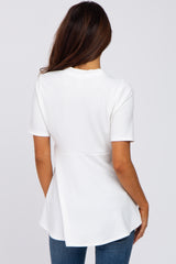 Ivory Ribbed Button Accent Blouse