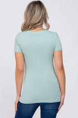 Mint Green V-Neck Short Sleeve Maternity Top