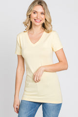 Yellow V-Neck Short Sleeve Top