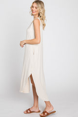 Beige Sleeveless Round Hem Maxi Dress