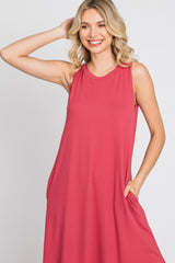 Salmon Sleeveless Round Hem Maxi Dress