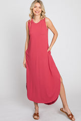 Salmon Sleeveless Round Hem Maxi Dress