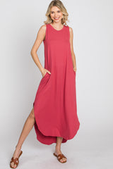 Salmon Sleeveless Round Hem Maxi Dress