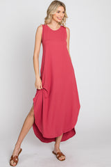 Salmon Sleeveless Round Hem Maxi Dress