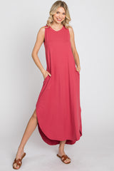 Salmon Sleeveless Round Hem Maxi Dress