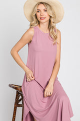 Mauve Sleeveless Round Hem Maxi Dress