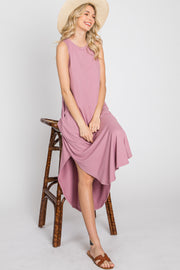 Mauve Sleeveless Round Hem Maxi Dress