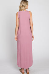 Mauve Sleeveless Round Hem Maxi Dress