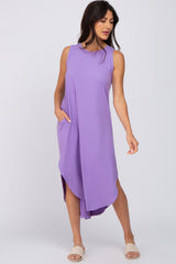 Lavender Sleeveless Round Hem Maternity Maxi Dress