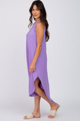 Lavender Sleeveless Round Hem Maxi Dress