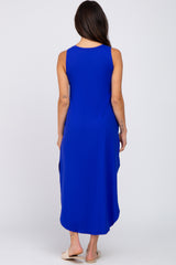 Royal Blue Sleeveless Round Hem Maxi Dress