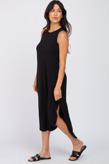 Black Sleeveless Round Hem Maxi Dress