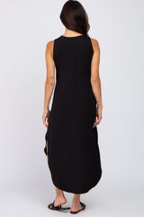 Black Sleeveless Round Hem Maxi Dress