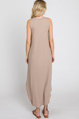 Taupe Sleeveless Round Hem Maxi Dress