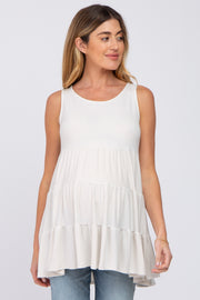 Cream Tiered Sleeveless Maternity Top