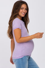 Lavender Ribbed Button Front Maternity Top