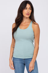 Mint Ribbed Racerback Maternity Tank Top