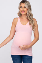 Light Pink Ribbed Racerback Maternity Tank Top