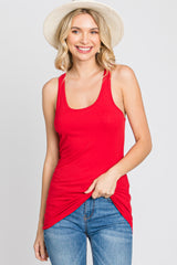 Red Ribbed Racerback Tank Top