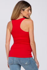 Red Ribbed Racerback Maternity Tank Top