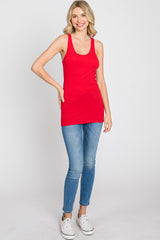 Red Ribbed Racerback Tank Top