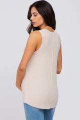 Cream Ribbed Maternity Tank Top