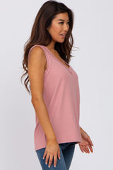 Pink Ribbed Tank Top