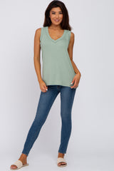 Sage Ribbed Tank Top