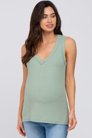 Sage Ribbed Maternity Tank Top