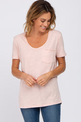 Light Peach Heathered Pocket Front Top