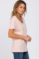 Light Peach Heathered Pocket Front Top