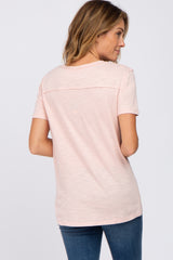 Light Peach Heathered Pocket Front Top