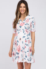 White Floral Maternity/Nursing Wrap Dress