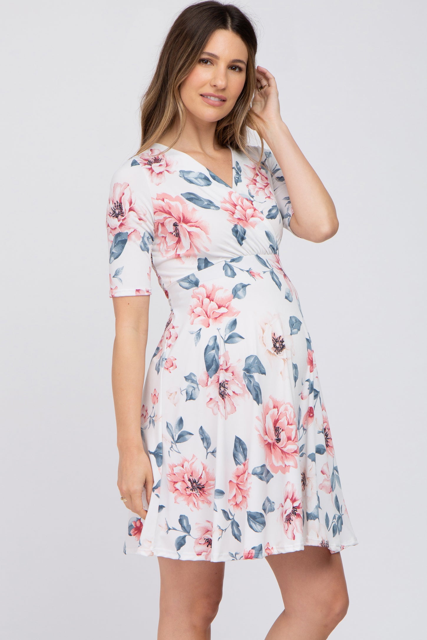 White Floral Maternity/Nursing Wrap Dress– PinkBlush