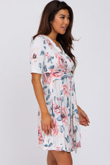 White Floral Nursing Wrap Dress