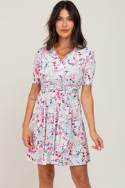 Ivory Floral Waist Tie Dress